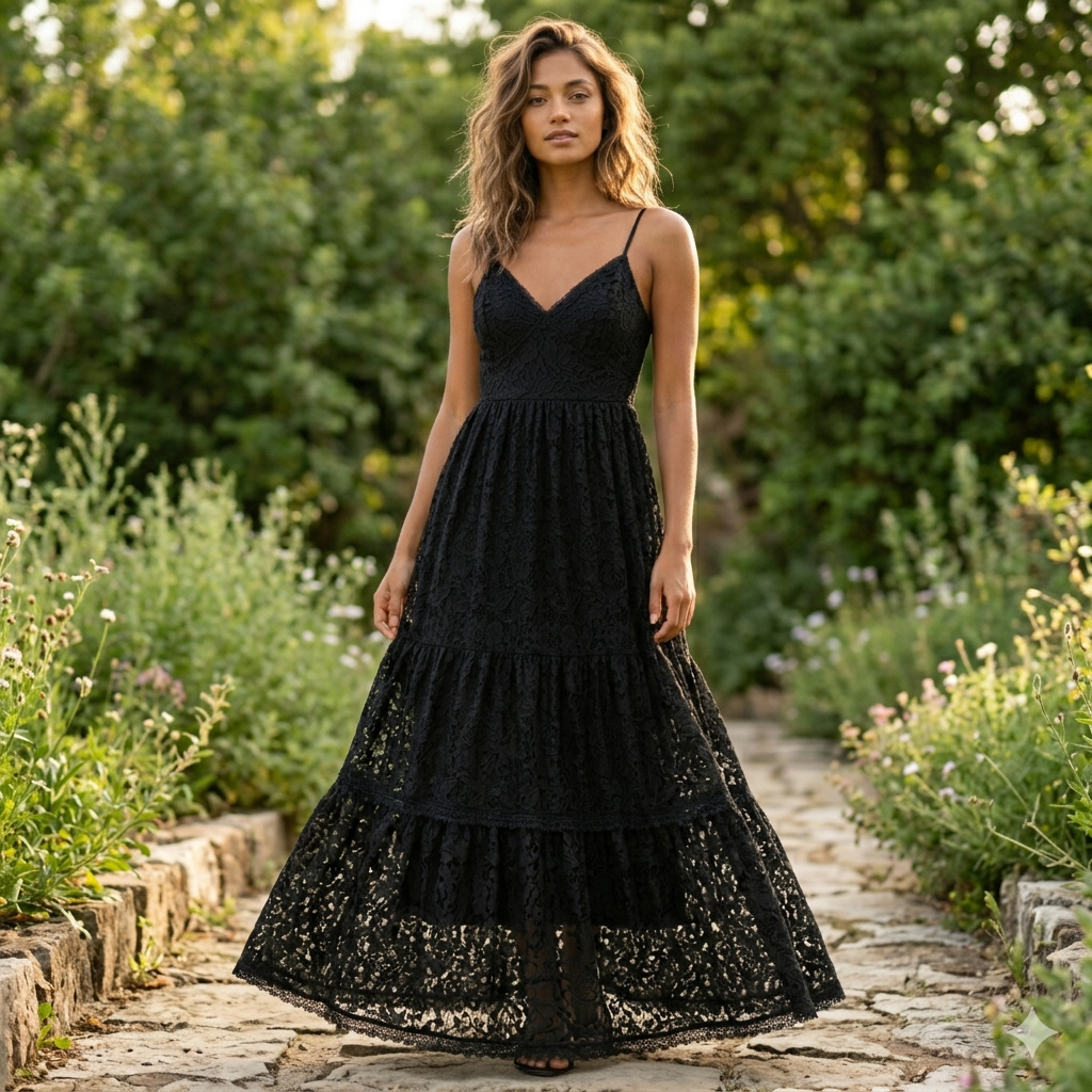 Midnight Willow Floral Lace Maxi
