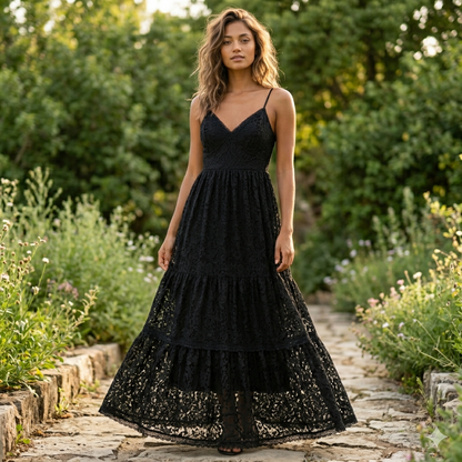 Midnight Willow Floral Lace Maxi